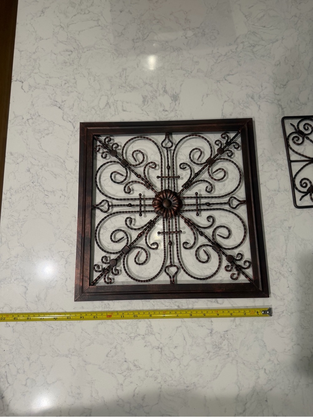 Brown Wrought Iron Wall Art Set - Decorative Scroll Medallions - Picture 3 of 6